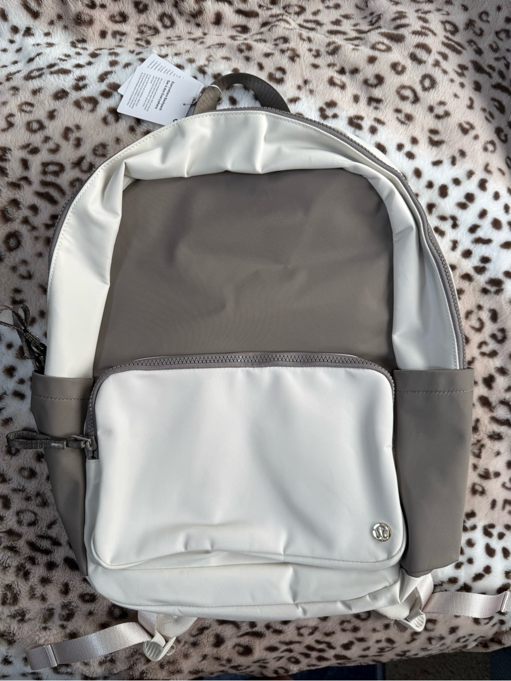 Two-Tone Gray and Cream Backpack